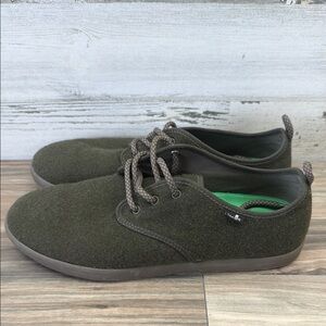 Mens Size 10 Sanuk Guide TX Olive Green Wool Lace Up Shoes
